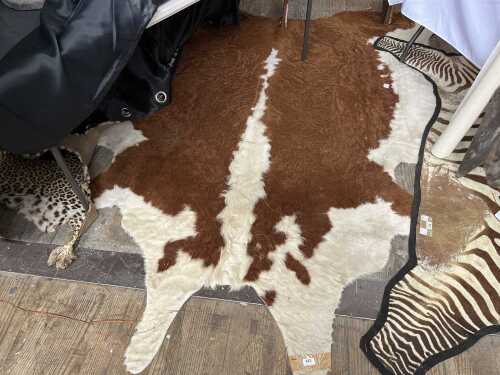 Brown & white natural cowhide rug