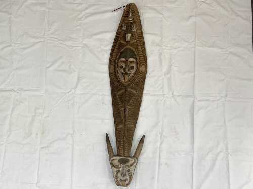 Superb traditional double-faced bag hook. Papua New Guinea, Sepik region. Collected 1960s