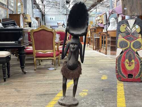 Traditional Papua New Guinea female ancestral figure from the East Sepik region. Collected 1960s.