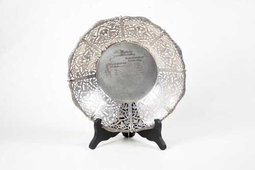 Silver plated bowl with inscription from the Lodz Ghetto, Poland, 1942