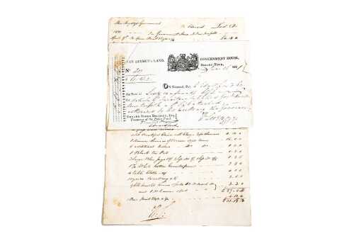 Colonial Promissory note and invoice signed by Govenor of Van Diemens Land