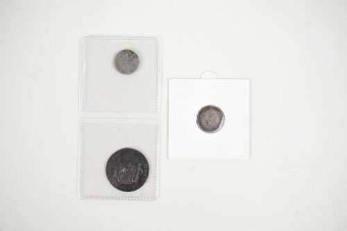 Three antique silver mexican reales coins