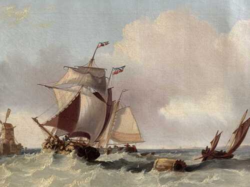 William Clarkson Stanfield (w.19th century), ...Dutch Schuyts beating into harbour, 1832