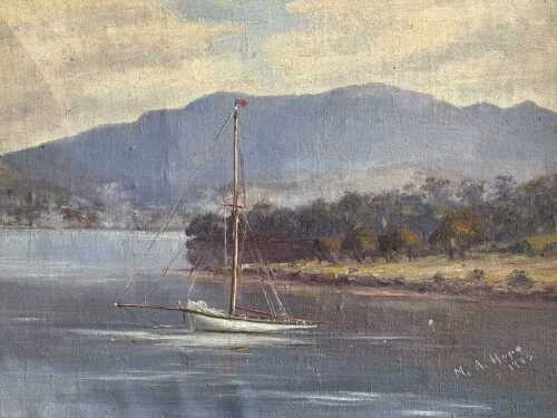 Mary Anderson Hope (1848-1934), sailing boat on a river, 1903