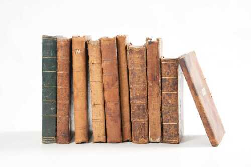 Group of early 19th century leatherbound textbooks