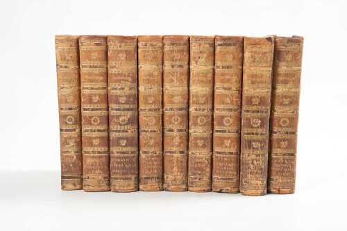 Nine of ten volumes of The Plays of William Shakespeare