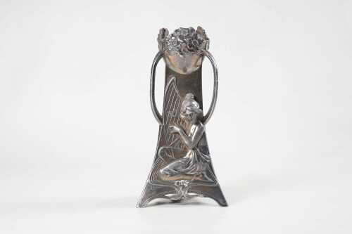 WMF Art Nouveau silver plated tri-handled vase