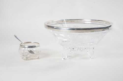 Two silver mounted cut crystal pieces