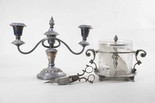 Three antique silver plated items