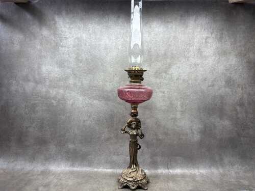 A twin burner kerosene lamp