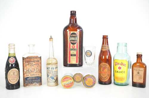 Group of vintage glass bottles and jars