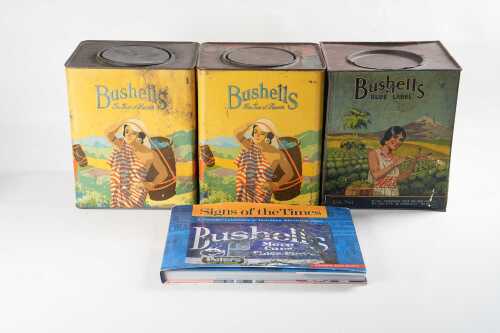 Three vintage Bushells tea tins
