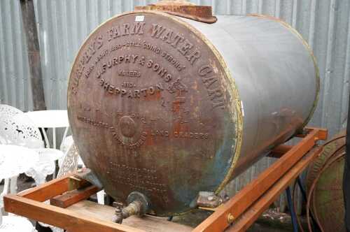 A vintage John Furphy water tank on sled