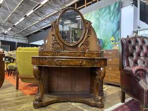A Victorian burr walnut dressing table - 2