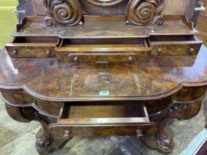 A Victorian burr walnut dressing table - 4