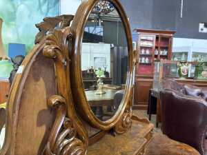 A Victorian burr walnut dressing table - 5