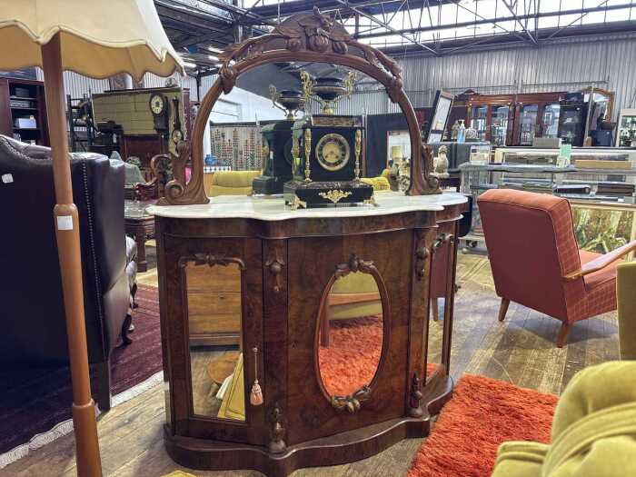 A Victorian burr walnut credenza