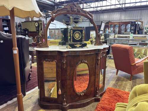 A Victorian burr walnut credenza