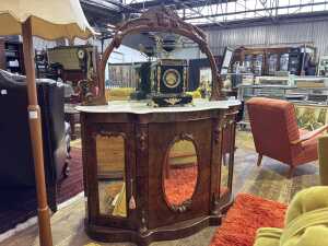 A Victorian burr walnut credenza