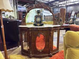 A Victorian burr walnut credenza - 2