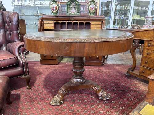 A Victorian mahogany drum table, c.1860s