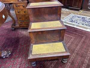 Victorian mahogany bed steps - 2