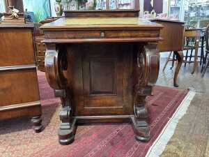 A Victorian figured walnut davenport - 2