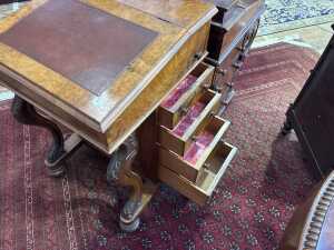 A Victorian burr and figured walnut davenport - 2