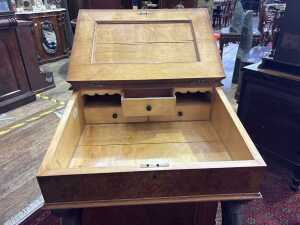 A Victorian burr and figured walnut davenport - 4