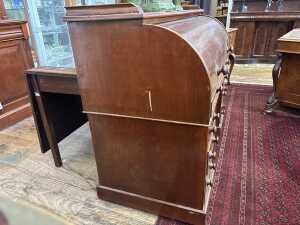An antique mahogany cylinder roll top desk - 5