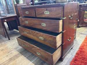 A Victorian flame mahogany campaign chest - 2