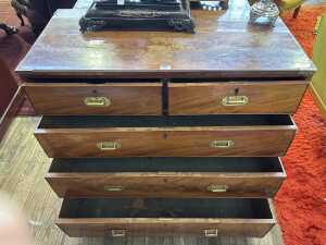 A Victorian flame mahogany campaign chest - 3