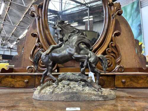 After Christopher Fratin, 'Due Cavalli', antique cast bronze and iron sculpture