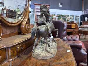 After Christopher Fratin, 'Due Cavalli', antique cast bronze and iron sculpture - 3