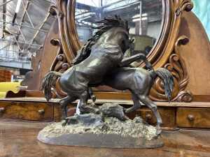 After Christopher Fratin, 'Due Cavalli', antique cast bronze and iron sculpture - 4