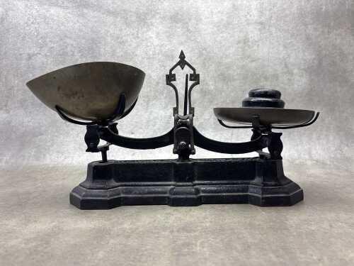 Antique W & T Avery scales with three weights