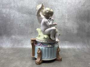 A German hand painted bisque porcelain figure of two babies playing in the garden - 4
