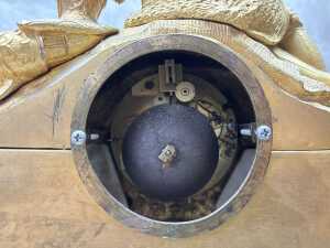 An antique French gilt spelter figural mantel clock - 3