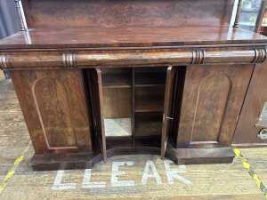 An Early Victorian flame mahogany breakfront sideboard - 4