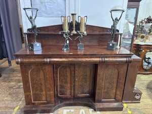 An Early Victorian flame mahogany breakfront sideboard - 5