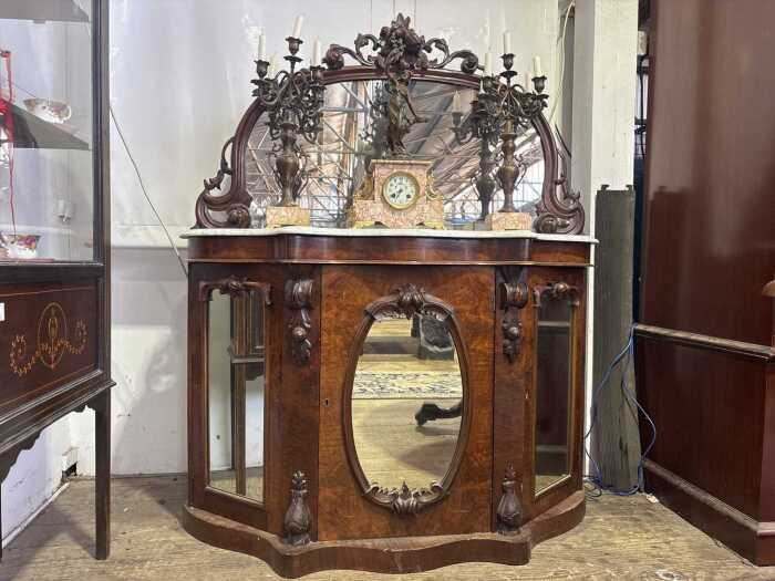 A Victorian burr walnut credenza