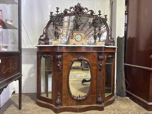 A Victorian burr walnut credenza