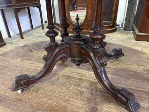 A Victorian burr walnut oval loo table - 4
