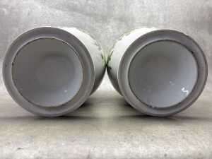 Pair of antique porcelain vases with hand painted floral decoration - 4