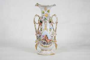 Dresden porcelain twin-handled vase
