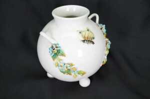Antique hand painted porcelain footed vase - 2