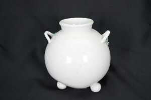 Antique hand painted porcelain footed vase - 3