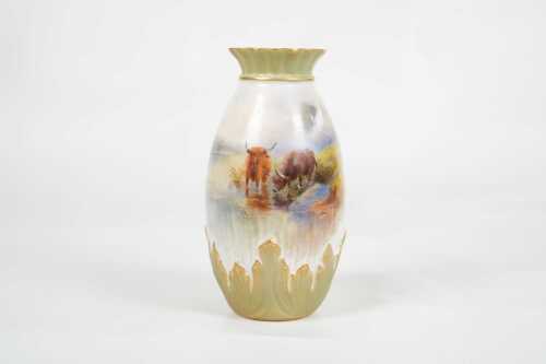 1908 Harry Stinton Royal Worcester porcelain vase
