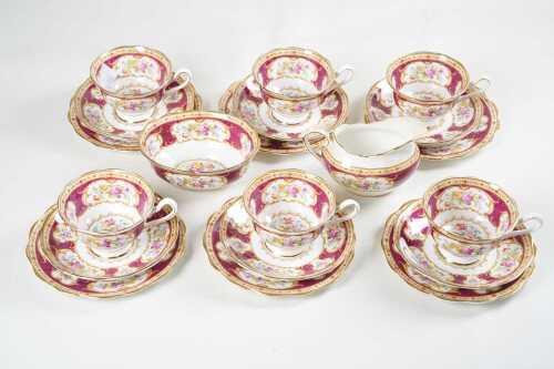 Royal Albert "Lady Hamilton porcelain tea setting for six