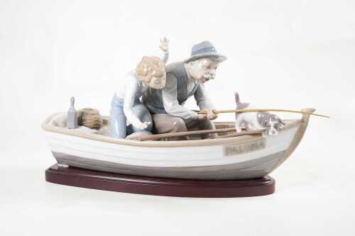 Lladro 'Fishing with Gramps' porcelain figure